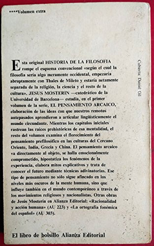 historia de la filosofia / history of philosophy: el pensamiento arcaico (1) (el libro de bolsillo (lb))