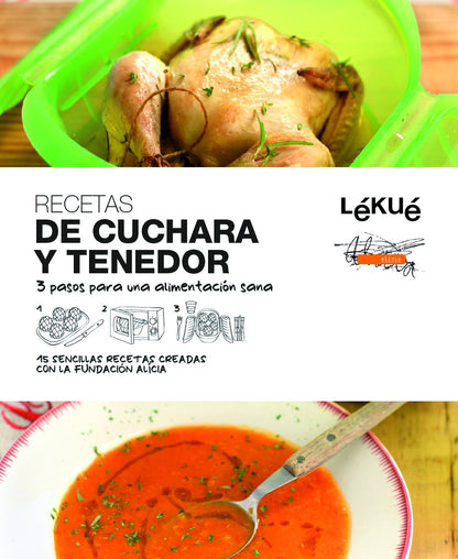 Lékué Libro "De cuchara y tenedor", recetas estuche de vapor