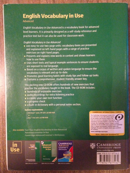 English Vocabulary in Use Advanced with Answers and CD-ROM: 100 units of vocabulary reference and practice (SIN COLECCION)